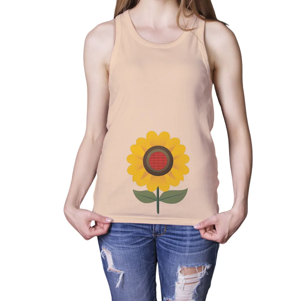 Graphic Tees: Sunflower Grid - Nature Meets Technology|sunflower bee shirt