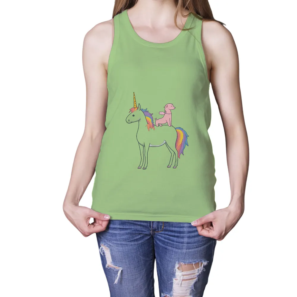 TShirt Design: Unicorn and Poodle Friendship Adventure|tommy jeans rainbow t shirt