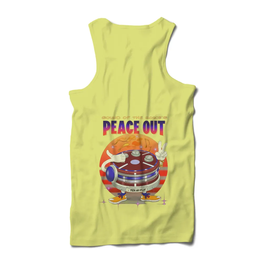 TShirt Design: Peace Out - Sound of the 2000s Retro Drum Machine|Anthropomorphic drum machine