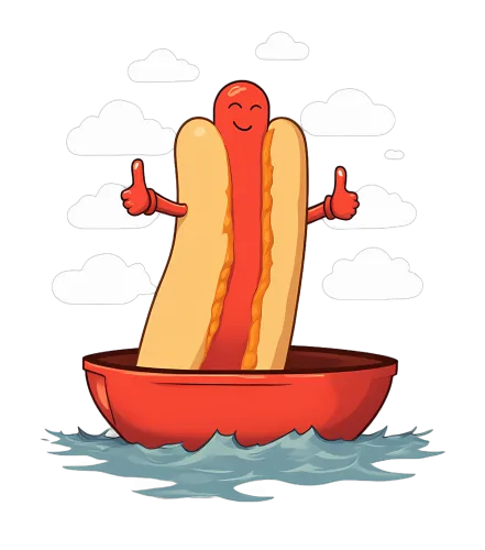 Tee Shirt Printing: Hot Dog Adventure on a Boat - Fun and Positivity