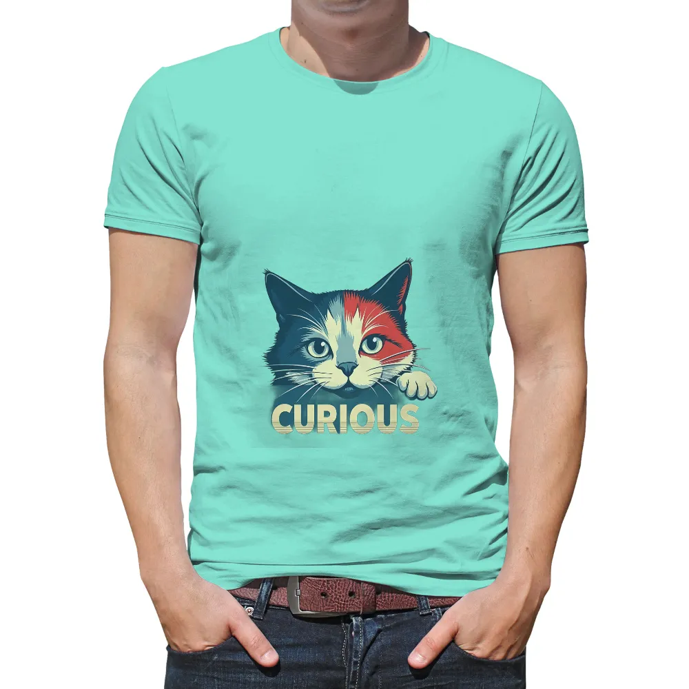 Graphic Tees: Curious Cat - Embrace Your Inner Explorer| Artistic T-shirt design