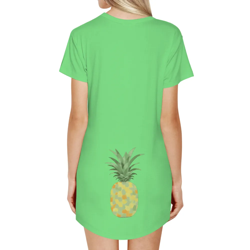 Shirts Graphic Tees: Whimsical Pineapple with Hexagonal Pattern|printed shirt for summer