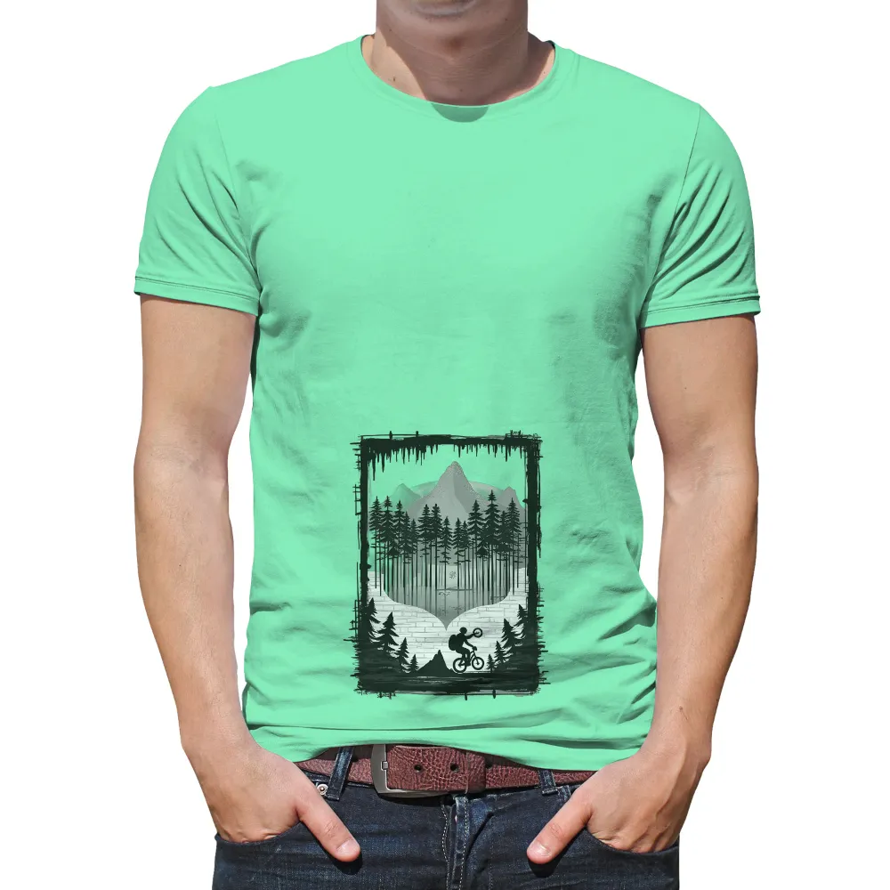 Customized Tee Shirts: Explore the Mystic Forest with a Cyclist|endor forest summer camp shirt