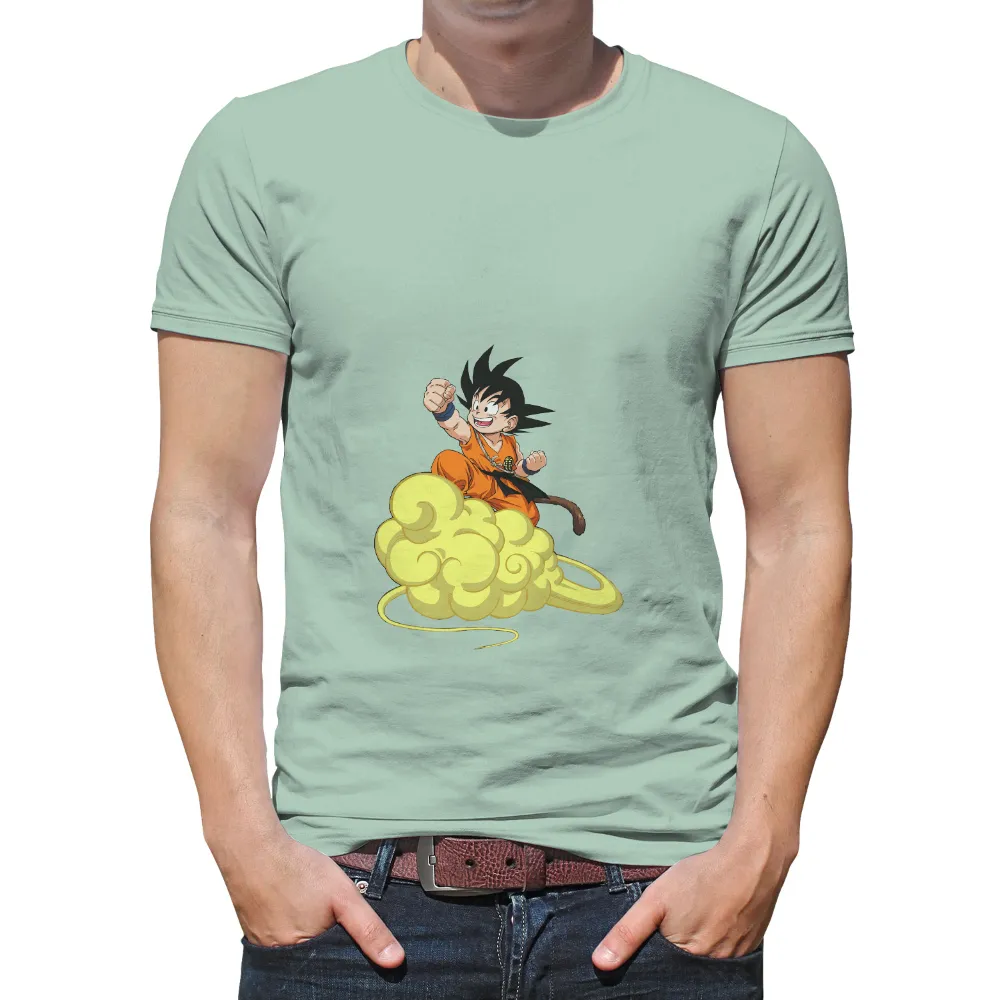 TShirt Design: Goku Riding the Nimbus Cloud - Anime Courage|goku ripped pants