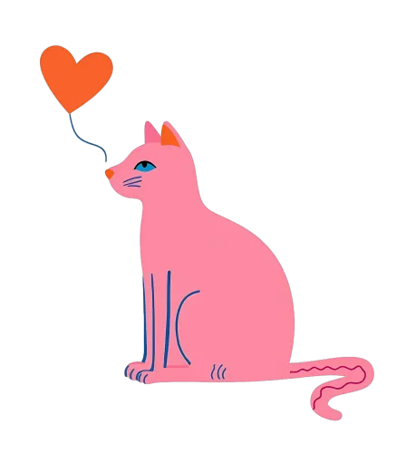 Tee Shirt Printing: Pink Cat Dreaming with Heart Balloon