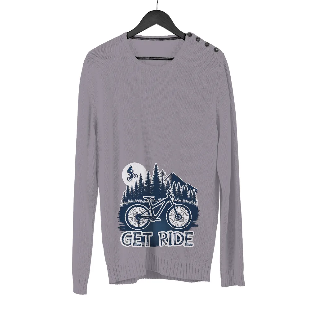 T-Shirts Design: Get Ride - Mountain Biking Adventure| Arms outstretched in triumph