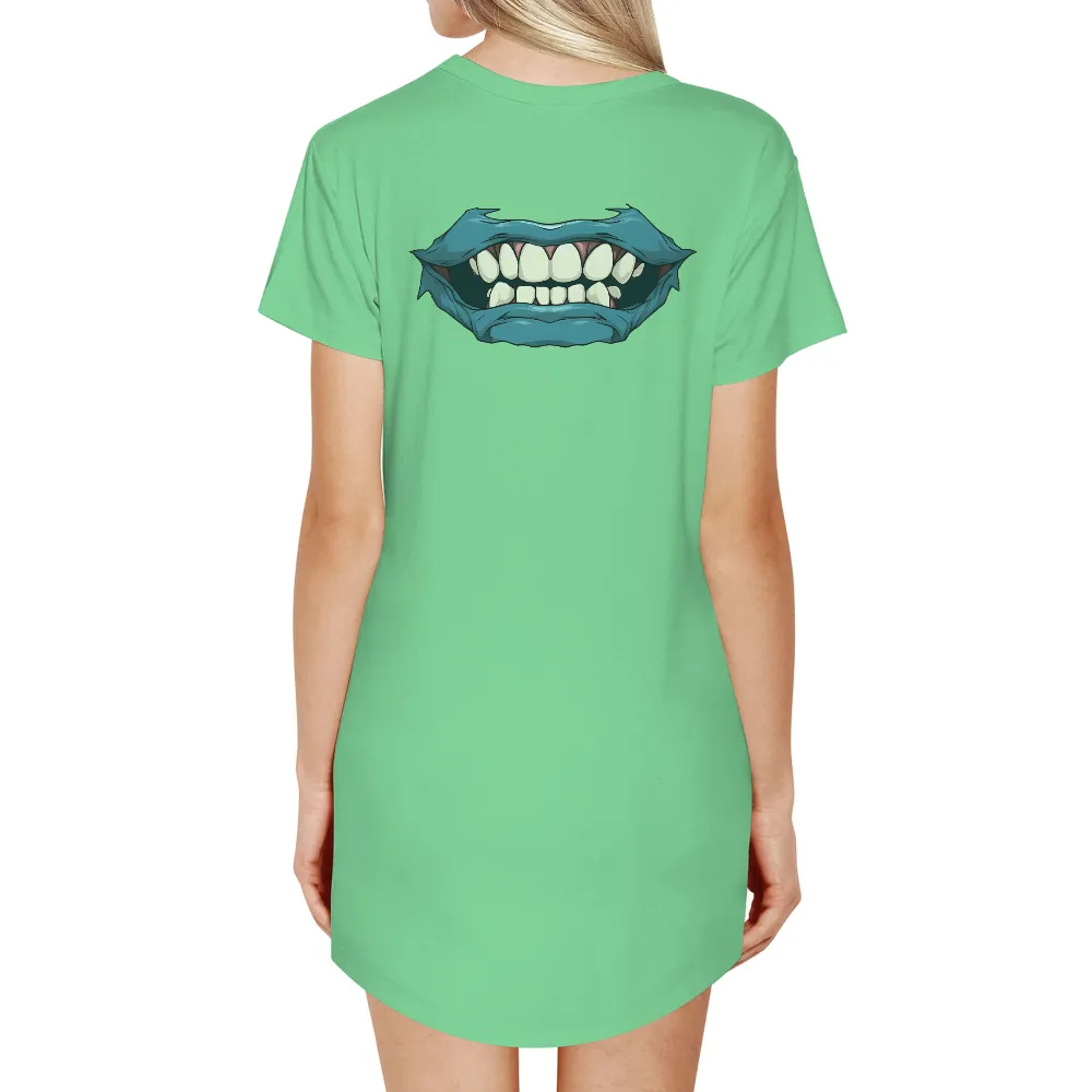 Custom Tee Shirts: Grin - A Smile Full of Joy and Humor|cartoon character with blue shirt