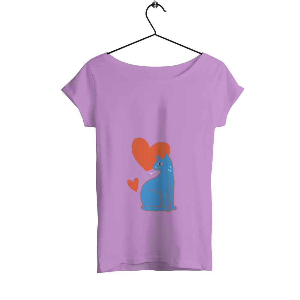 Graphic Tees: Blue Cat with Orange Heart - Unique Perspective and Love|valentine love shirts