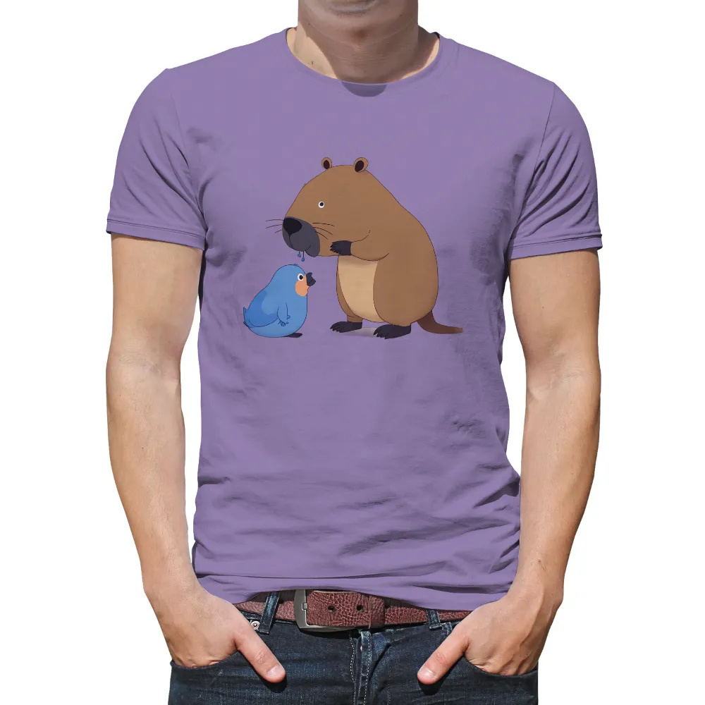 T-Shirts Design: Friendship Between Beaver and Bluebird|t shirt painting on nature