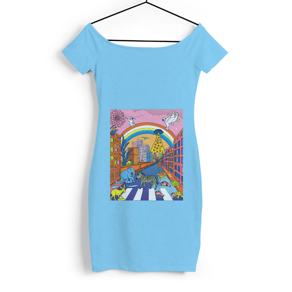 Tee Shirts Printed: Surreal Cityscape with Animals and Astronauts| surreal cityscape