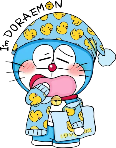 Tee Shirts Printed: Doraemon Sleepy Night in Pajamas