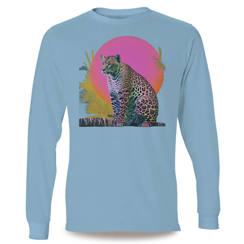 T-Shirts Design: Neon Leopard in the Jungle - Artistic Cyberpunk Nature|angels in tropical shirts