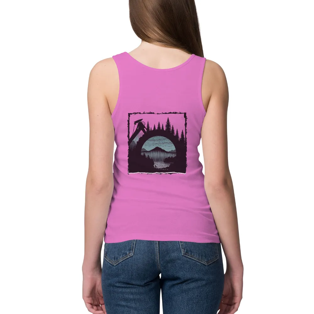 T-Shirt Printing: Solitude in Nature - A Moment of Reflection|reign forest fronds camp shirt