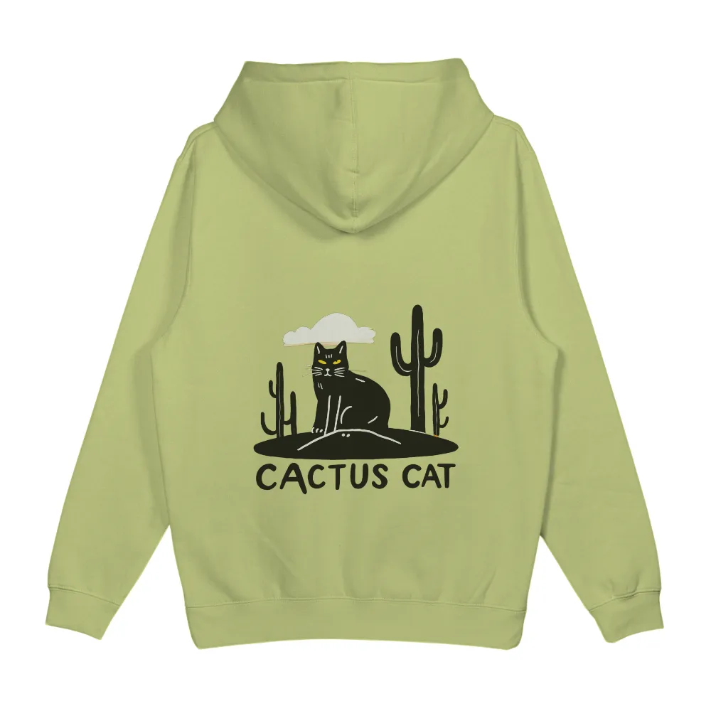 T-Shirts Custom: Cactus Cat - Mysterious Desert Guardian| white cloud