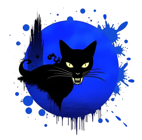 Graphic Tees: Black Cat Mystique - Nighttime Magic & Abstract Art