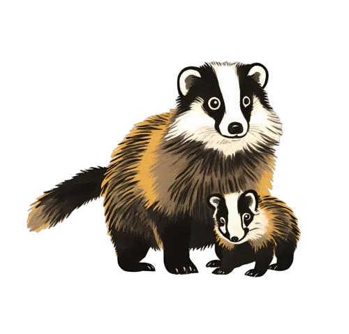 Custom Tee Shirts: Badger Family Love - Wildlife Illustration