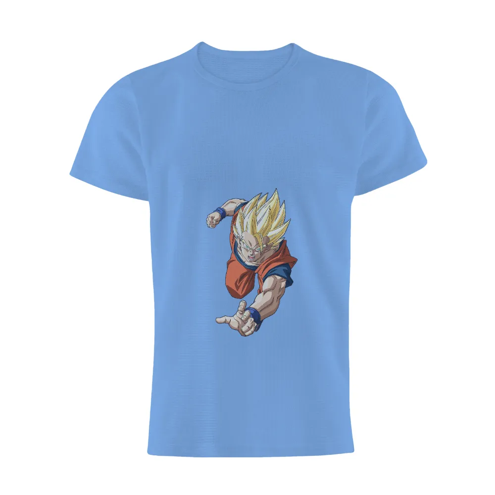 T-Shirts Design: Anime Hero with Golden Hair and Intense Expression|season 2 hero t shirt