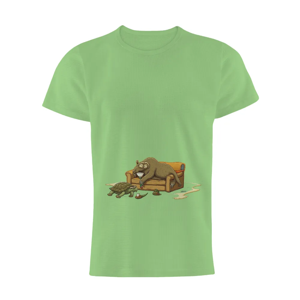 Shirts Graphic Tees: Unexpected Friendship - Sloth and Turtle Tea Time|raised on sweet tea and chicken nuggets shirt