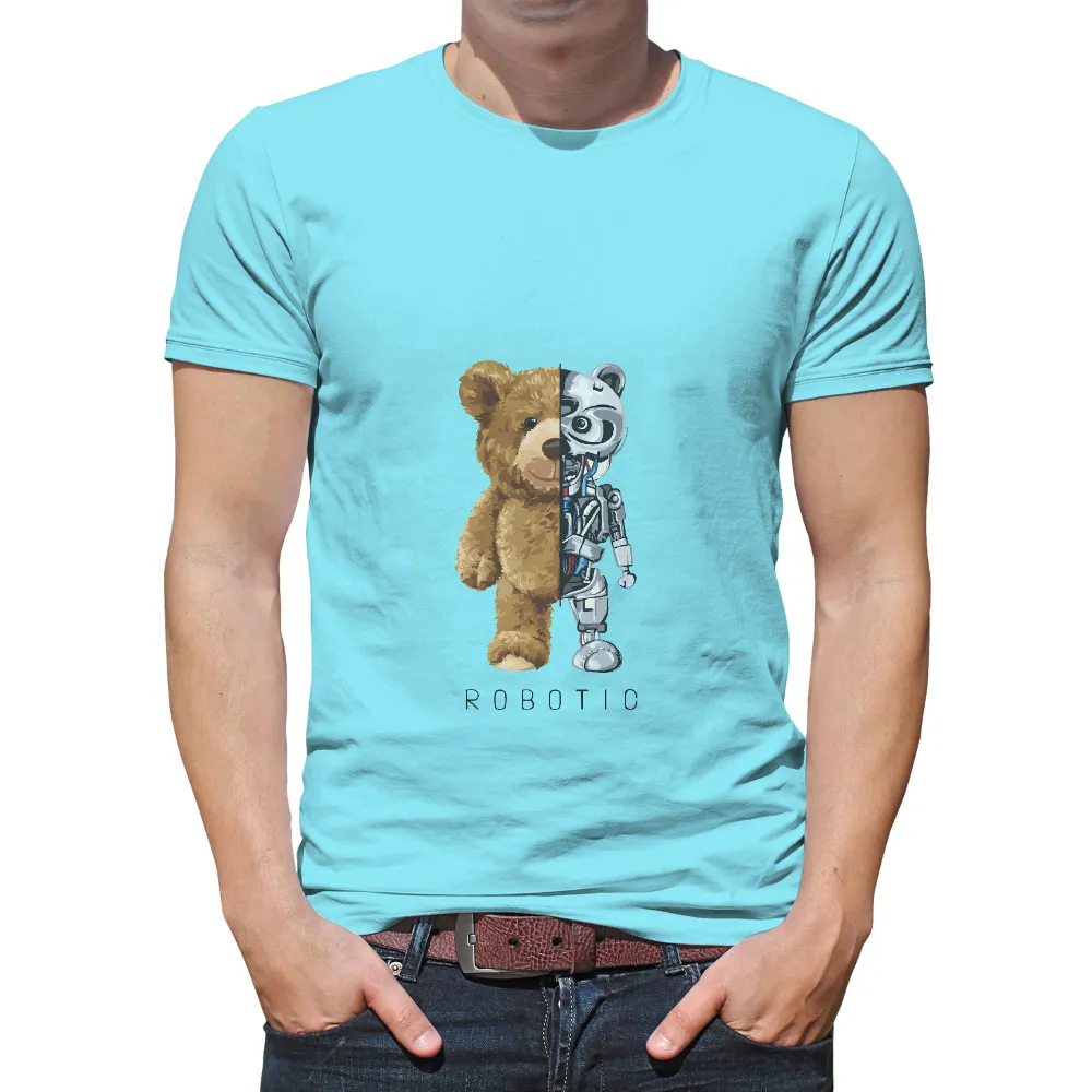 T-Shirts Pattern: Teddy Bear Meets Robotic Future|bleach dye comfort colors