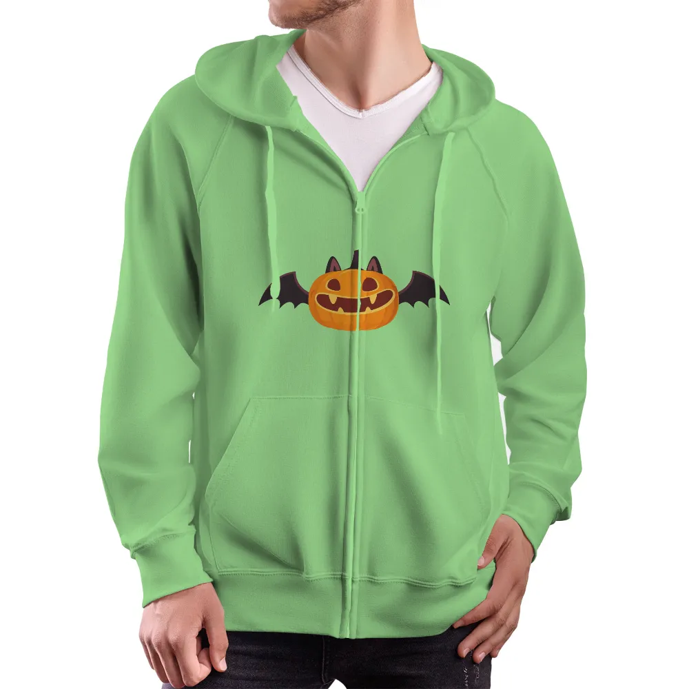 Customized Tee Shirts: Spooky Pumpkin with Bat Wings - Halloween Celebration|men halloween t shirts for adults