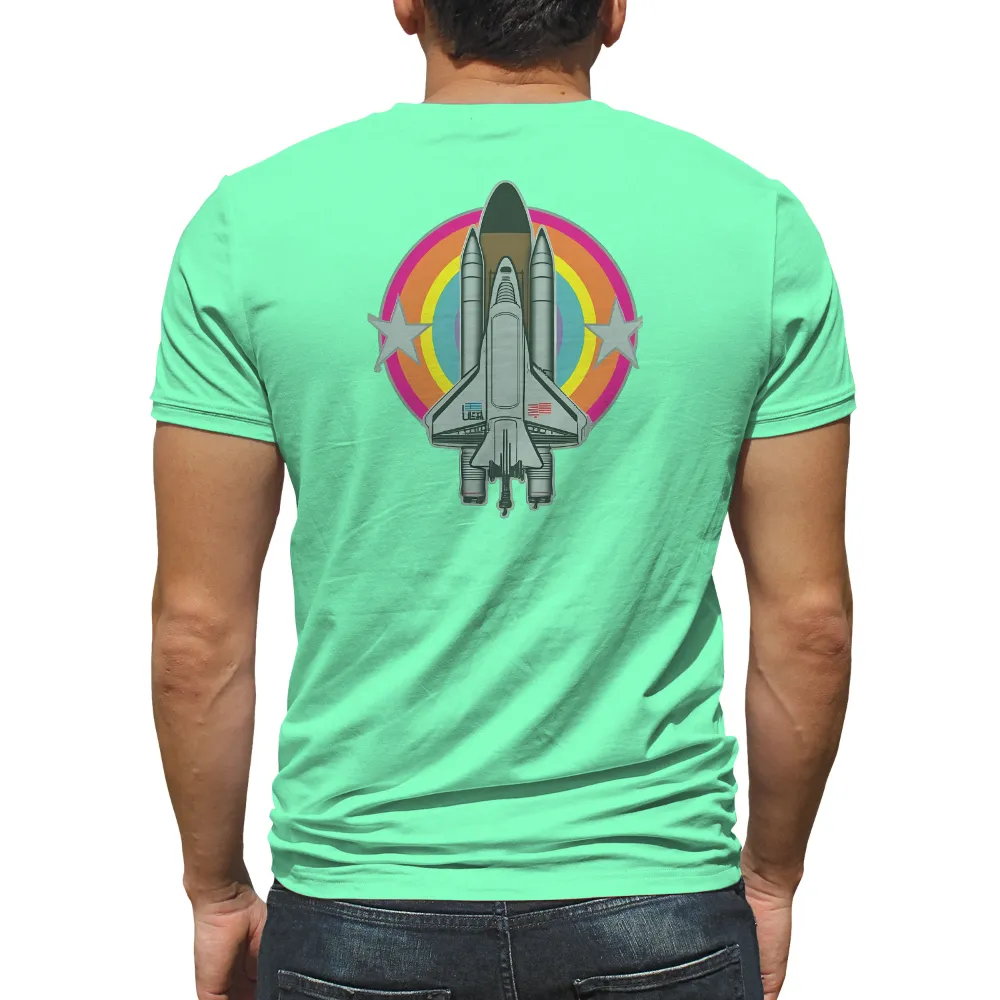 Custom T-Shirt Printing: Space Shuttle Journey - Vintage & Retro Design|vintage 1970 men's shirt