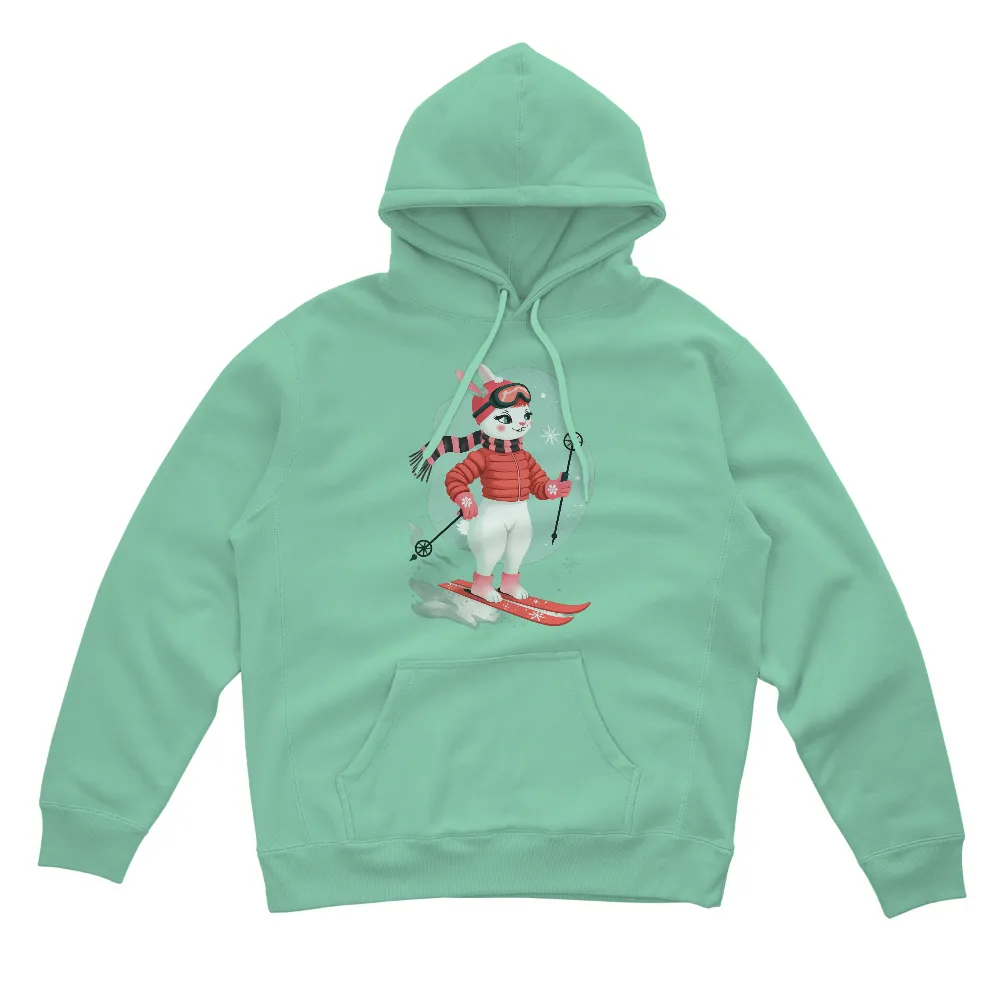 Tee Shirt Printing: Ski Bunny Adventure | Winter Sports Tee| Dynamic pose