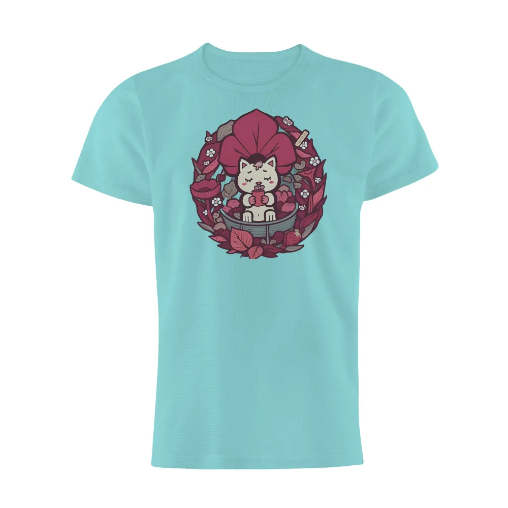 T-Shirt Printing: Whiskers' Moment of Bliss | Life Theme| serene cat in a garden