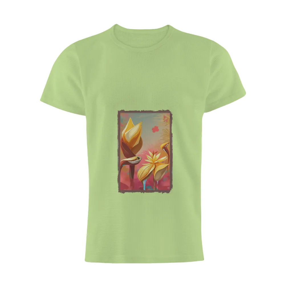 T-Shirts Custom: Whimsical Flower Garden | Artistic Designs| warm yellow and orange petals