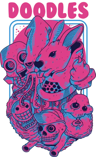 Tee Shirt Printing: Surreal Rabbit in Pop Culture Chaos