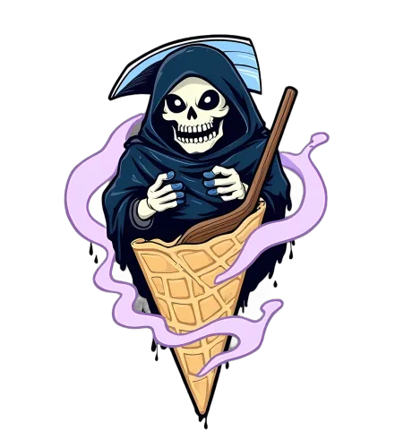 Customized Tee Shirts: Grim Reaper Ice Cream - Quirky and Surreal Designs