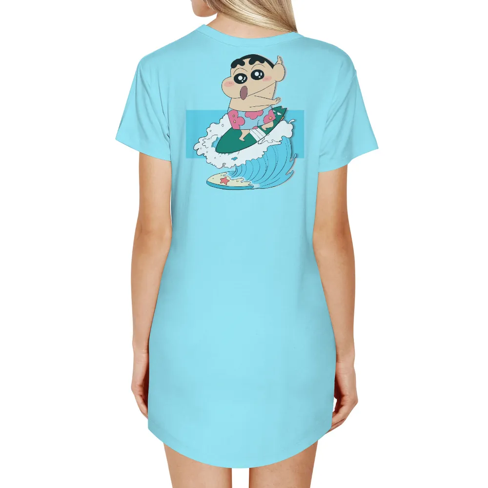 Custom Tee Shirts: Shin-chan's Summer Surf Adventure|graphpaper fine wool tropical stand collar shirt