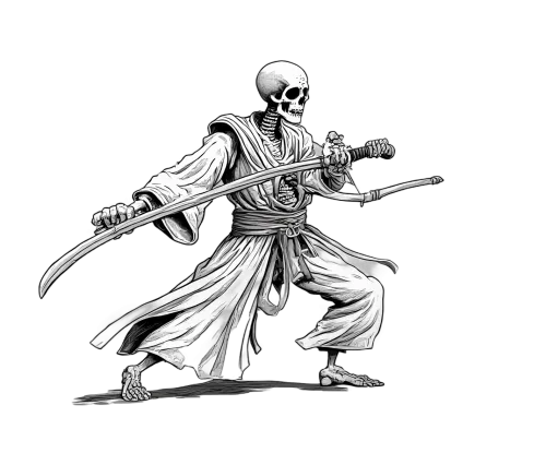 Shirts Graphic Tees: Skeletal Samurai Warrior | Bushido Spirit