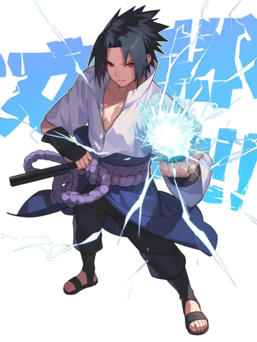 Sasuke Uchiha in Action - sasuke white shirt