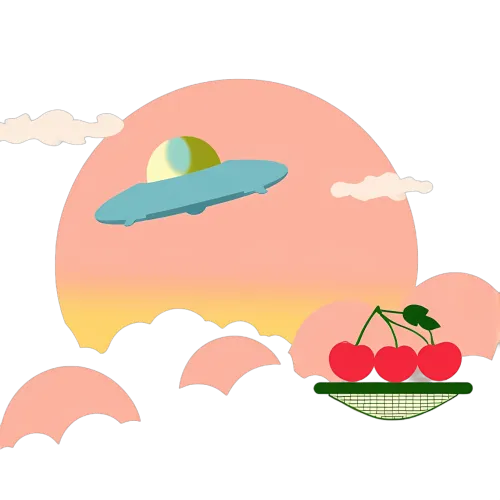 Shirts Graphic Tees: UFO Dreamscape with Cherries