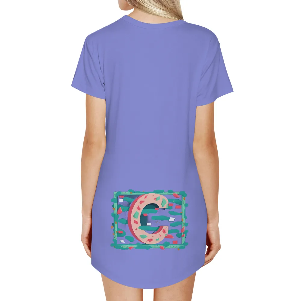 Whimsical Letter C Design: A Nostalgic and Playful Fashion Statement|vintage 1970 women's shirt