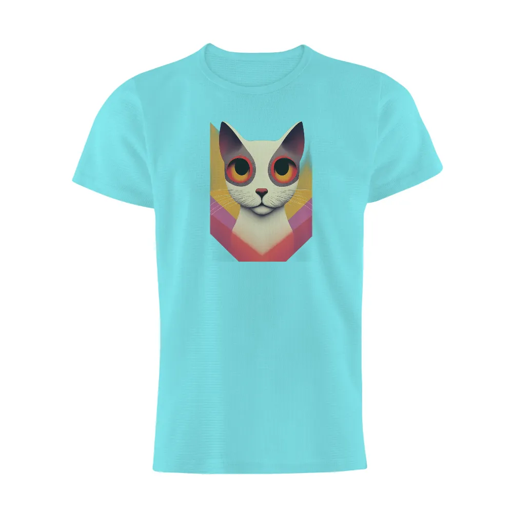 T-Shirts Custom: Luna the Guardian Cat - Artistic Neon City Design|junji ito's cat diary sudden attack t shirt