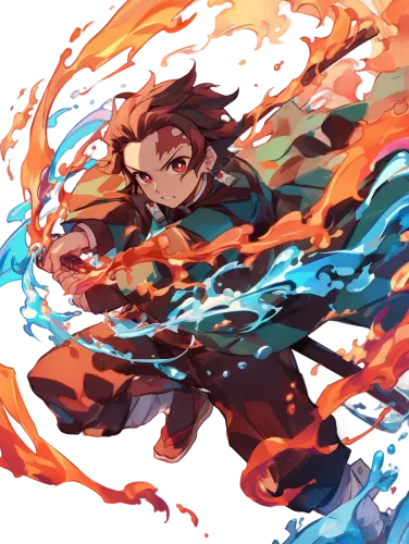 Tanjiro with Fire and Water Breathing - anime no shirt