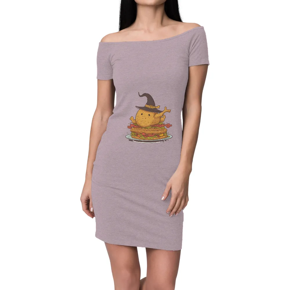 Tee Shirts Printed: Whimsical Turkey in Witch Hat on Halloween Sandwich|final fantasy xiv bahamut calamity unbound long sleeve t shi