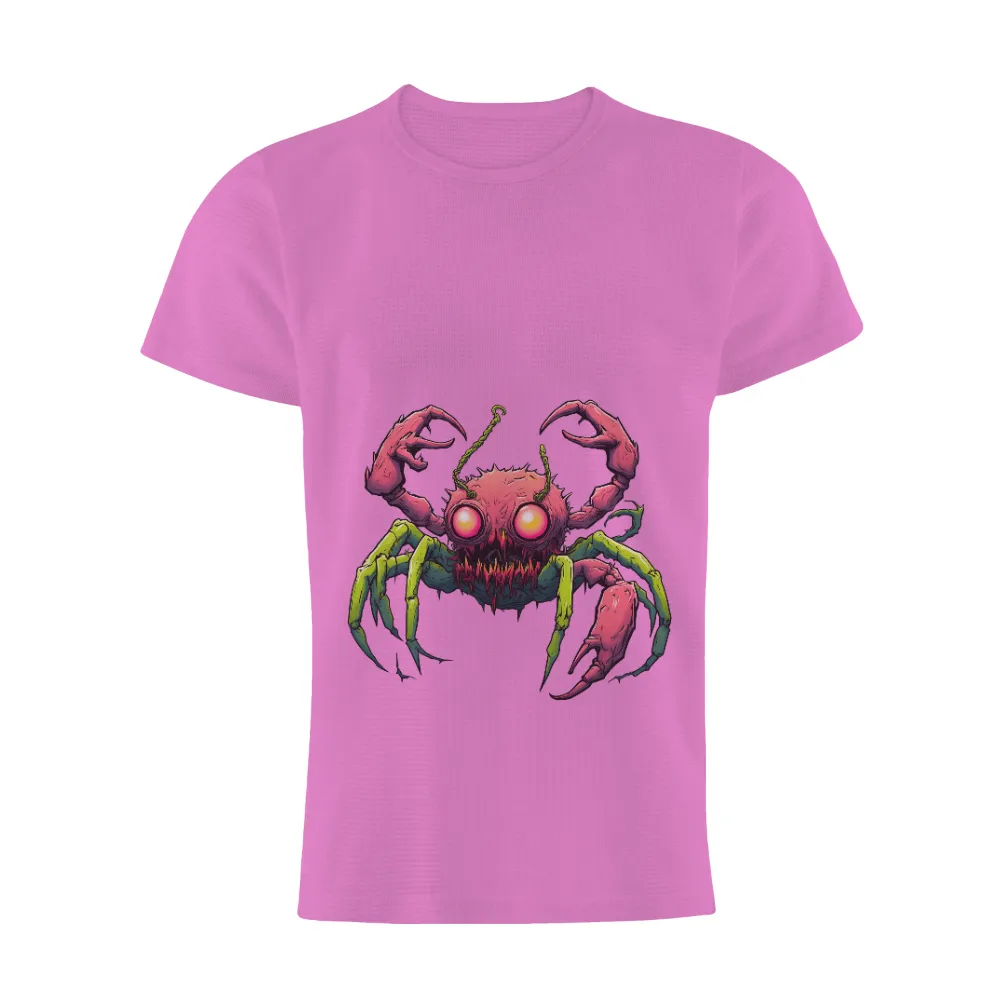 Tee Shirt Printing: Monster Spider with Glowing Eyes in Cyberpunk Style| Eerie and unsettling presence