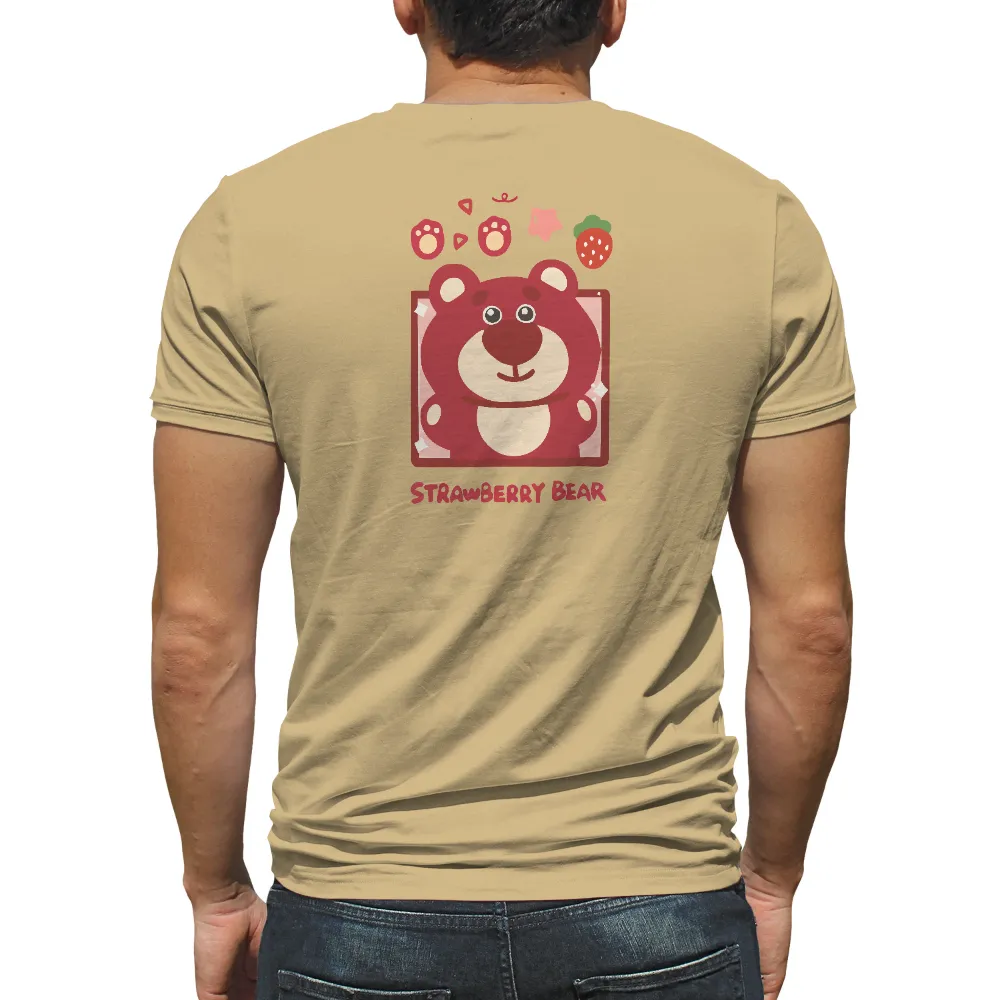 Custom Tee Shirts: Strawberry Bear - Whimsical Joy|t shirt summer 2022