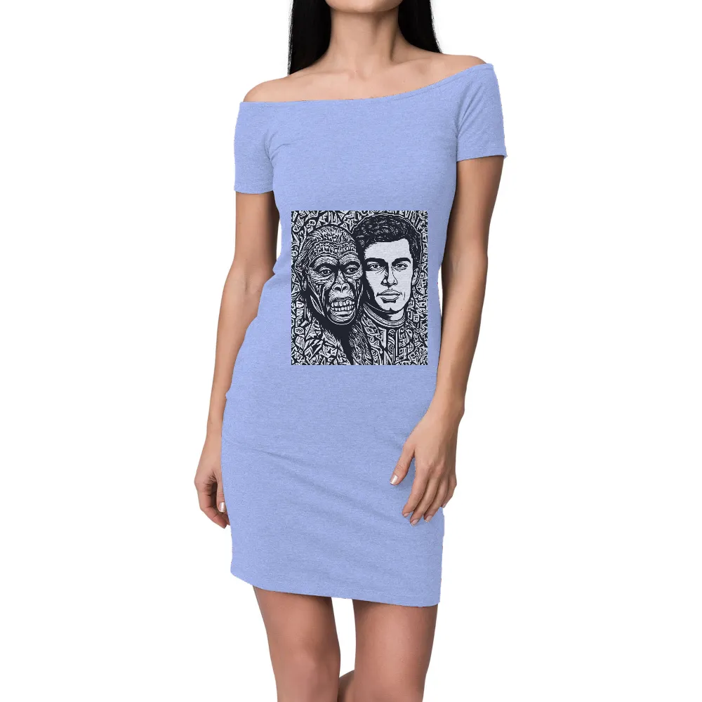 T-Shirts Design: Human and Ape Faces - Thought-Provoking Art|t shirt roblox black and white