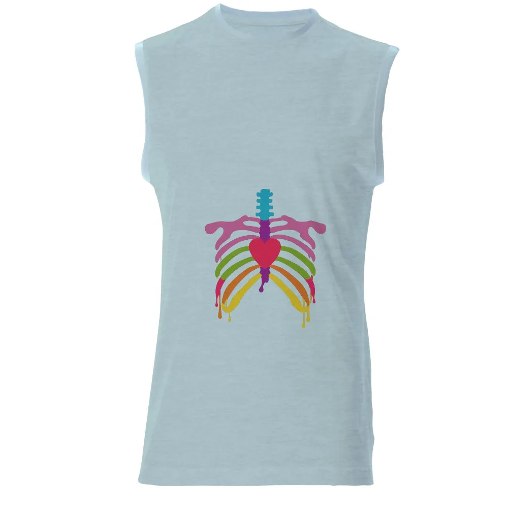 Vibrant Rainbow Heart Ribcage Graphic: Celebrate Diversity and Embrace Individuality|plus size rainbow brite t shirt