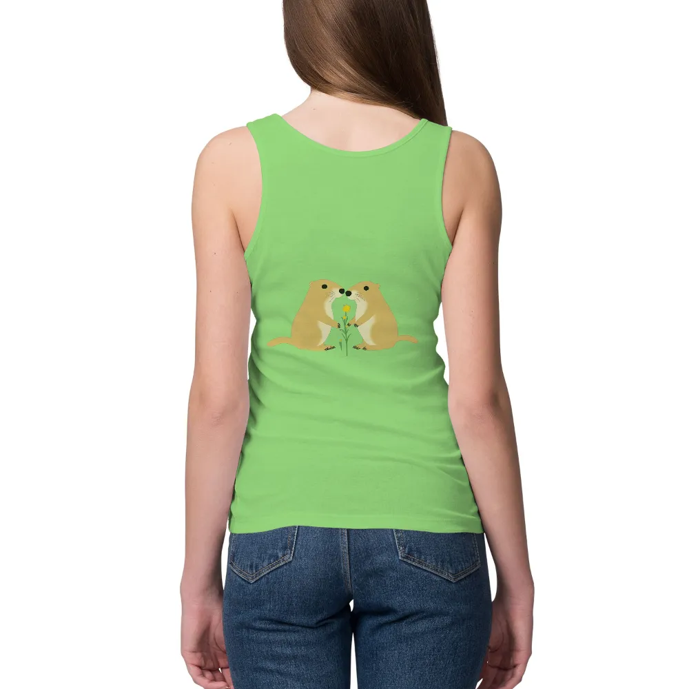 Customized Tee Shirts: Groundhogs with Yellow Flower - Friendship and Mutual Support|simplicity tee shirt pattern