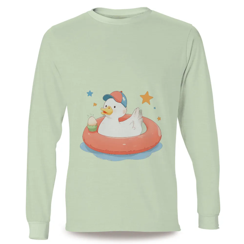 T-Shirt Printing: Ducky's Summer Fun | Quirky & Humorous Tees|Charming duck wearing a stylish cap