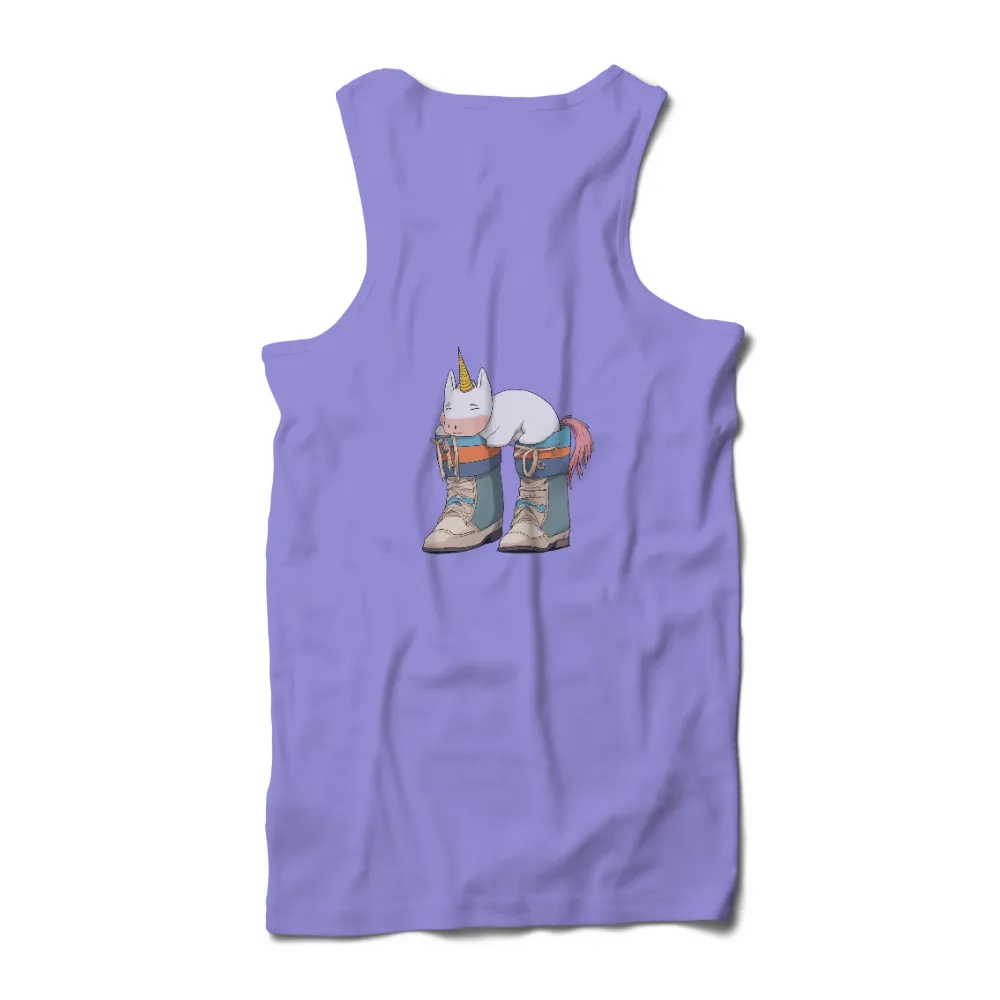 T-Shirts Design: Whimsical Unicorn in Boots - Magical Adventure|comfort colors bleach dye