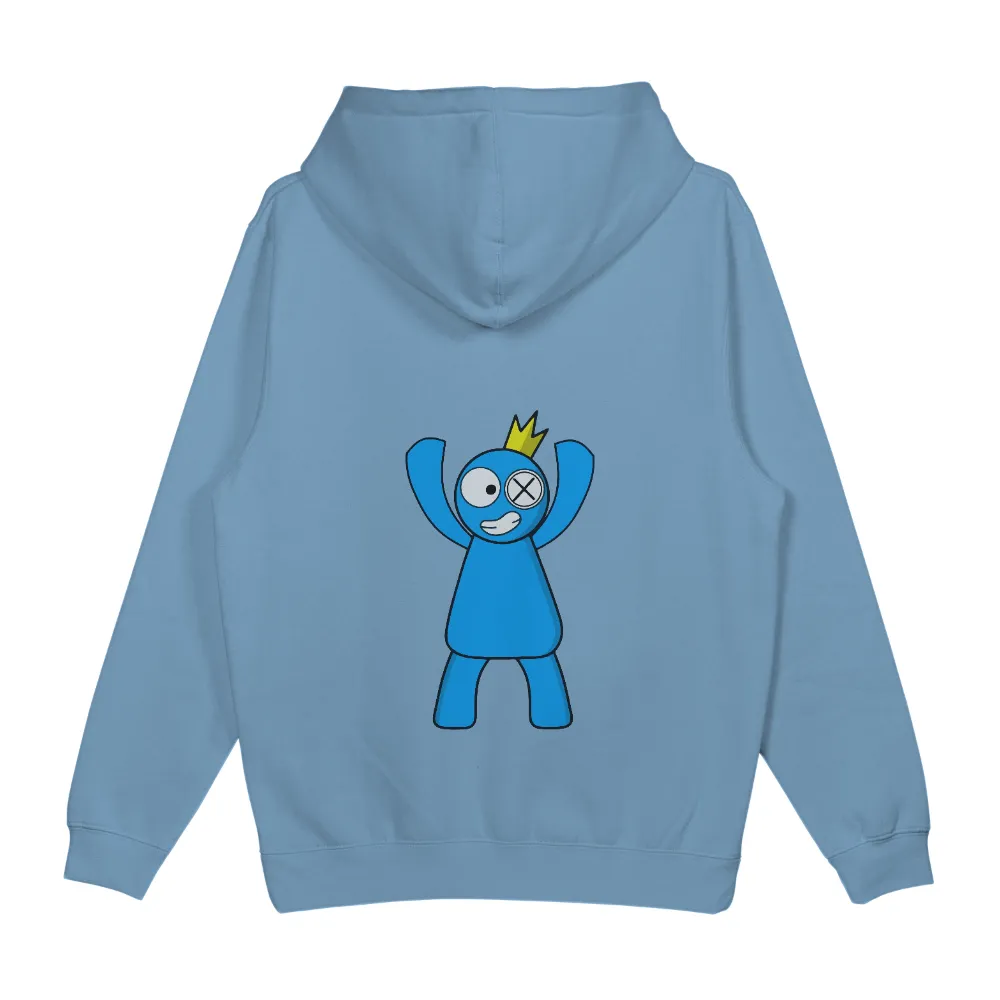 T-Shirts Design: Quirky Blue Figure with Crown - Fun and Whimsy|black jacket t shirt roblox