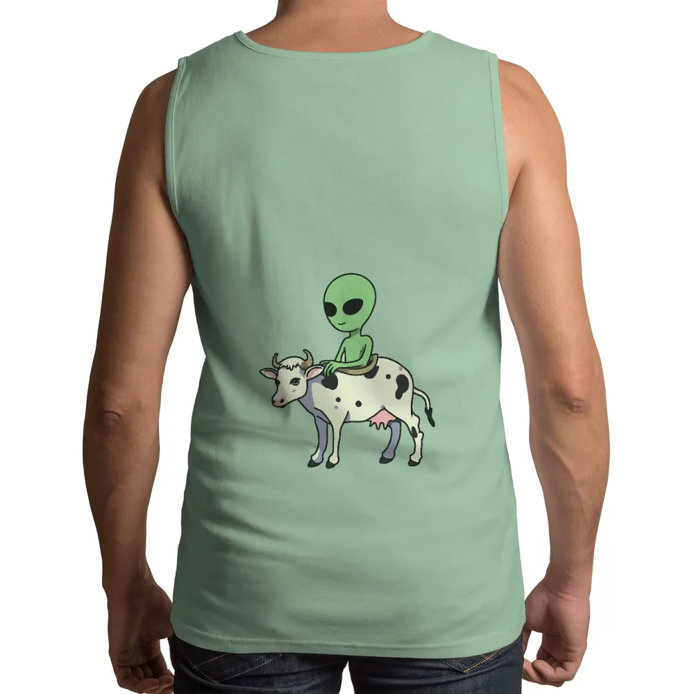 Shirts Graphic Tees: Alien Cow Friendship - Whimsical Humor Design|alien pocket tee