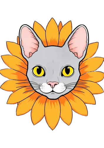 Shirts Graphic Tees: Whimsical Cat Sunflower Design