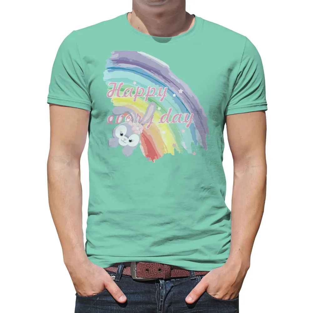 Shirts Graphic Tees Happy Every Day Bunny Rainbow|easter bunny shirts for women