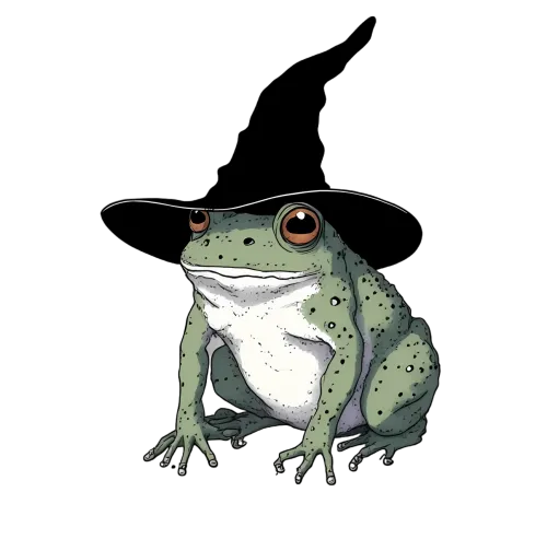 T-Shirts Pattern: Warty the Frog in a Witch Hat - Fantasy & Humor